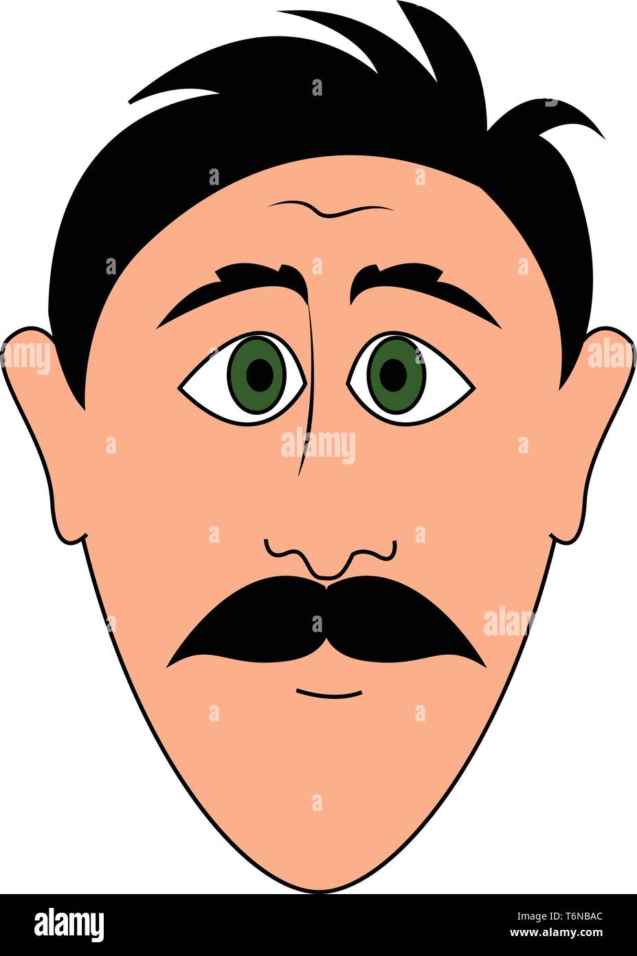A man with big mustache and green eyes vector color drawing or illustration Stock Vector