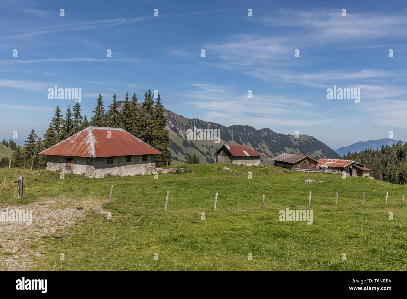 Alpine Farm, Nidwalden, Switzerland, Europe Stock Photo