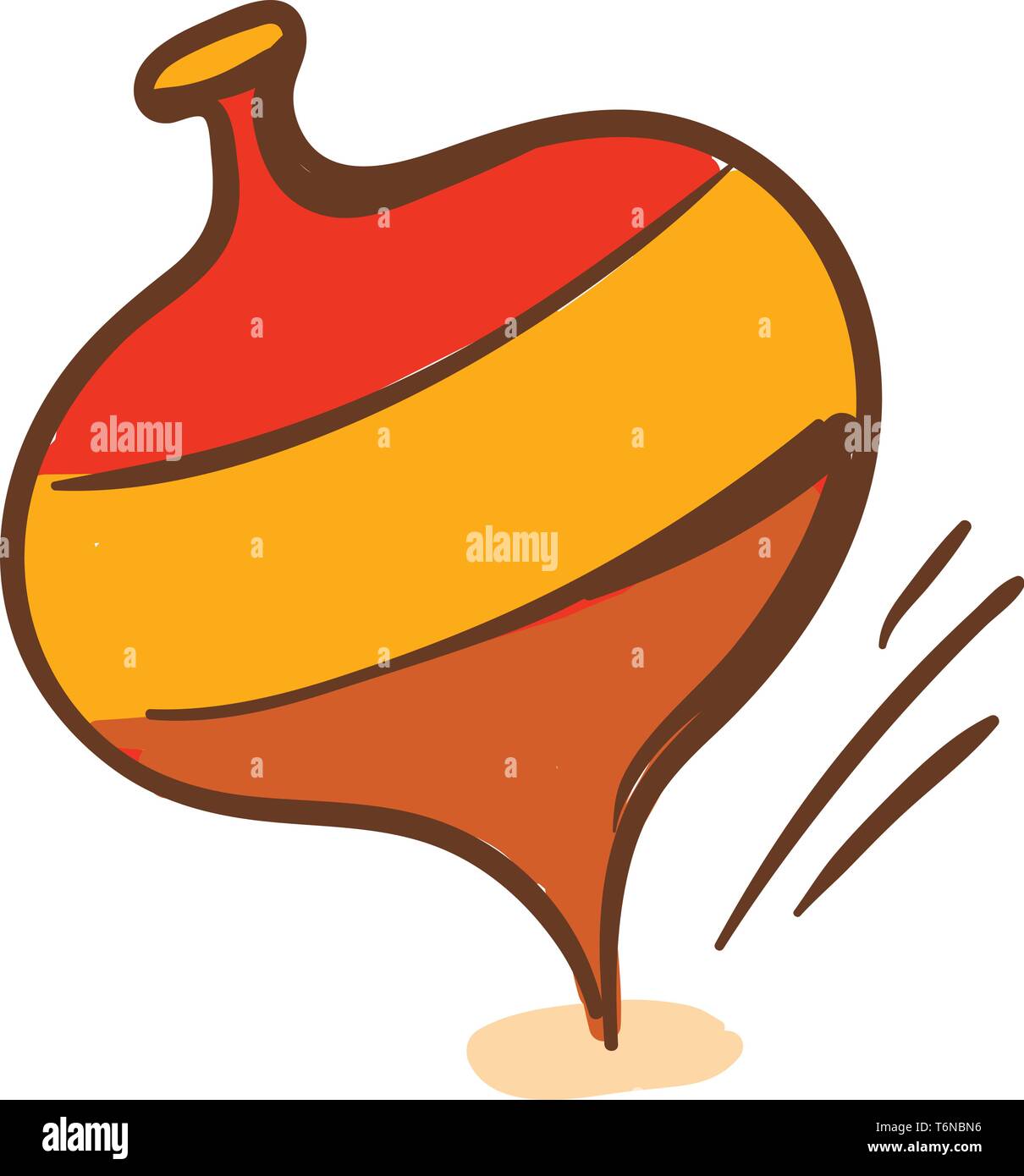 A fast spinning top in orange color vector color drawing or