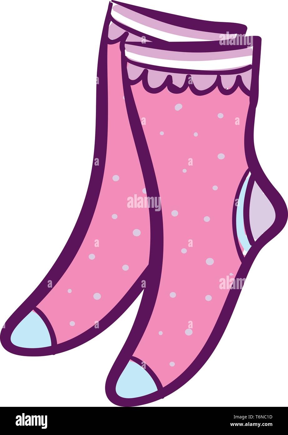 A pair of comfortable pink socks vector color drawing or illustration