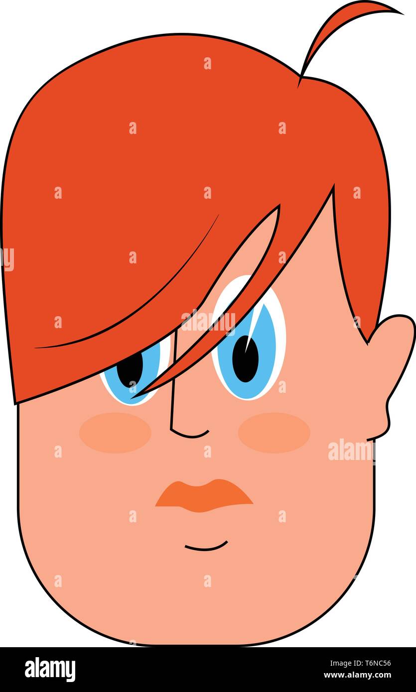A Portrait Of A Boy In Orange Hair And A Pair Of Blue Eyes Vector