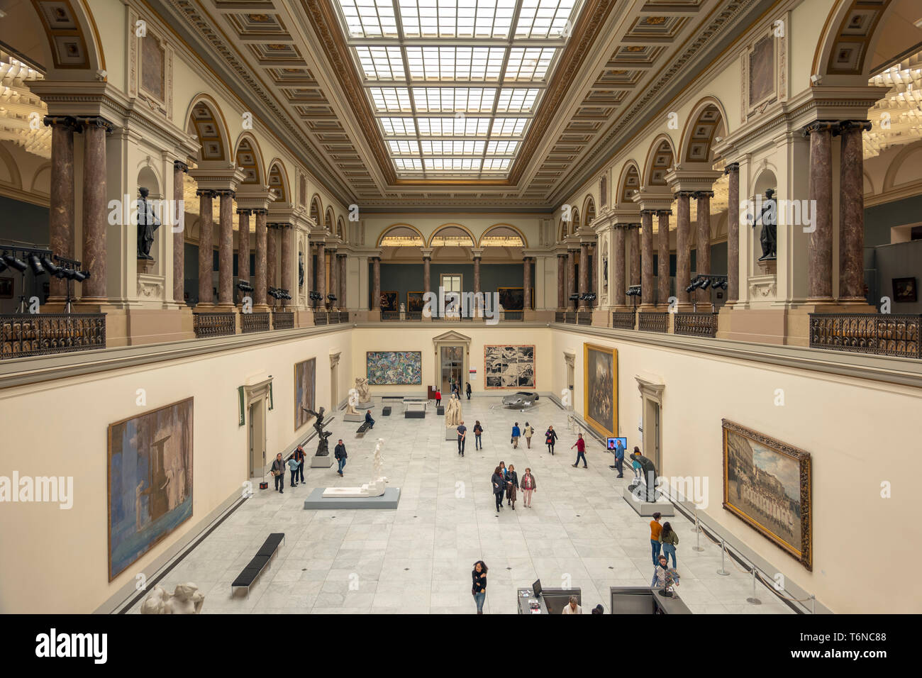 Royal Museums of Fine Arts of Belgium Interior, Musées Royaux des Beaux-Arts de Belgique, Koninklijke Musea voor Schone Kunsten van België main hall. Stock Photo