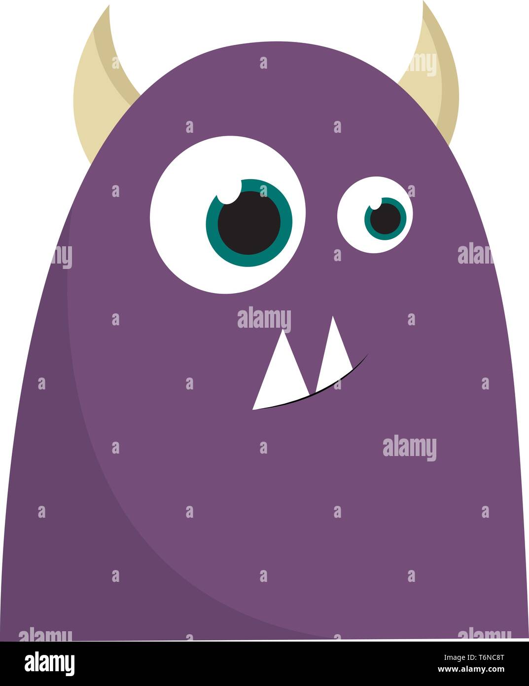A purple monster with a pair of silver sharp horns vector color drawing ...