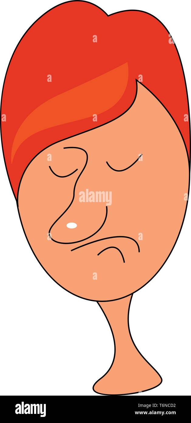 A Lazy Boy With Big Nose And Red Hair Vector Color Drawing Or