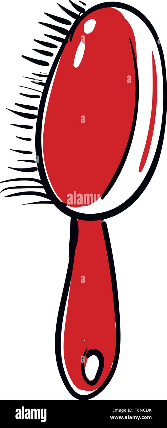 A handy red hair brush with black hairs vector color drawing or illustration Stock Vector