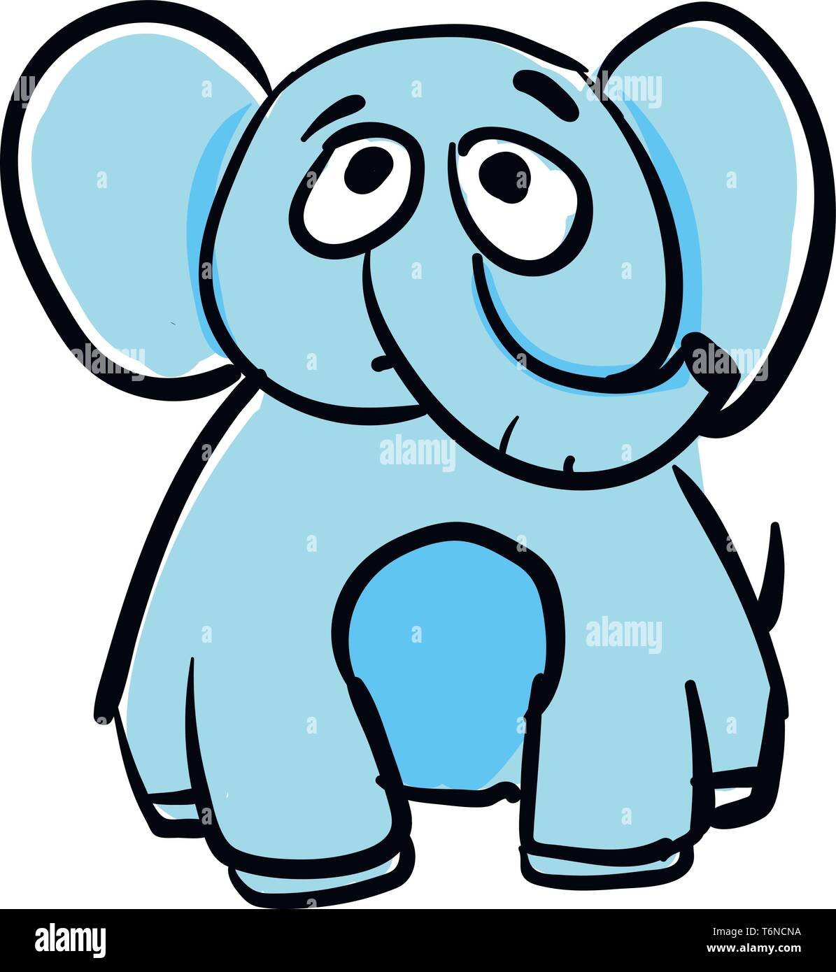 A cute big blue elephant looking sad vector color drawing or