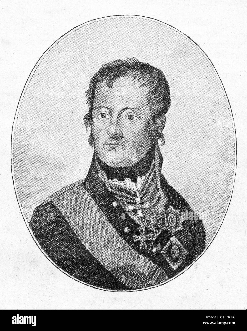 Levin August Gottlieb Theophil Graf von Bennigsen , German general in the service of the Russian Empire. Digital improved reproduction from Illustrated overview of the life of mankind in the 19th century, 1901 edition, Marx publishing house, St. Petersburg. Stock Photo
