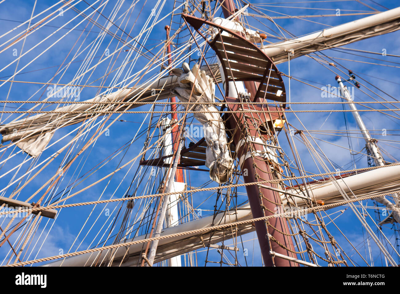 Rigging of historic sailing boats Stock Photo Alamy