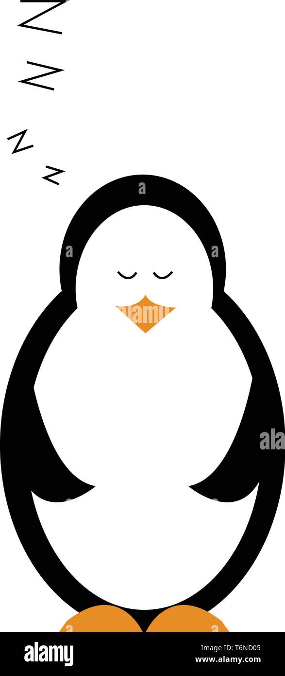 A cute penguin which is standing and sleeping vector color drawing or illustration Stock Vector