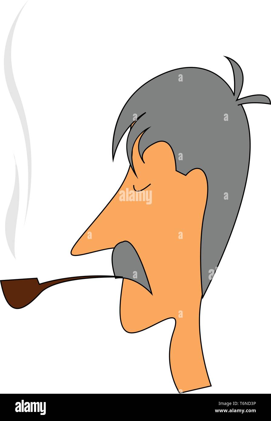 A man who is smoking with his eyes closed vector color drawing or illustration Stock Vector
