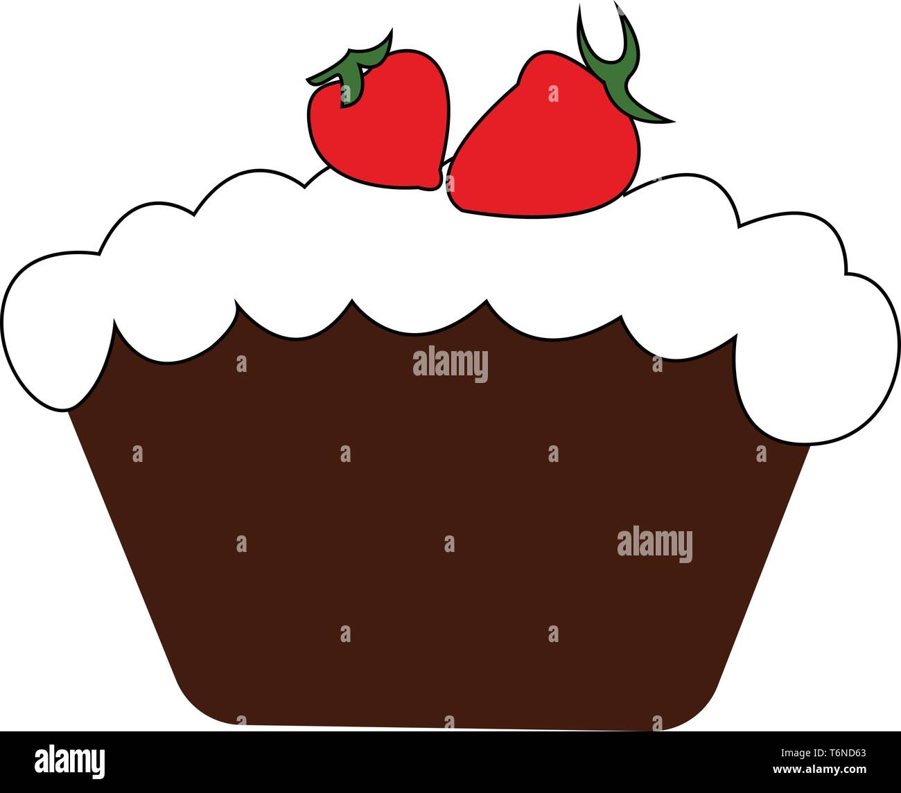 A big strawberry cake with white cream and berries on it vector color ...