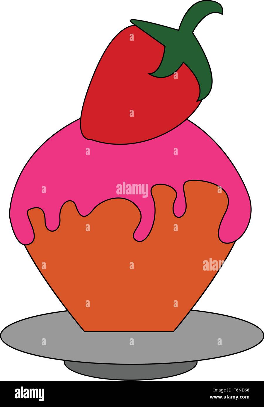 A small strawberry pie with fresh berry on its top vector color drawing