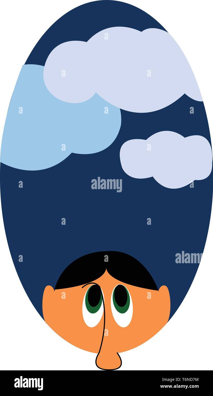 A view of clouds in blue and white color vector color drawing or ...
