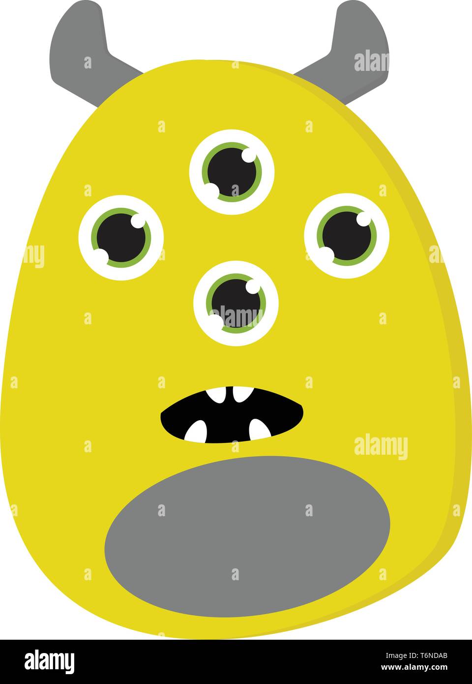An ugly monster in yellow and grey color with four eyes vector color