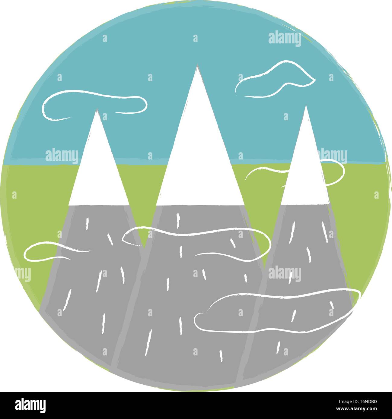 Portrait of a beautiful landscape of green grasslands  lighthouses  and clouds  a clear blue sky completes the background  vector  color drawing or il Stock Vector