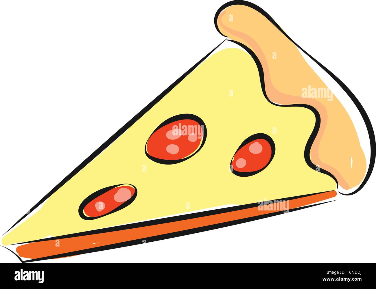 A drawing of a triangular slice of pizza with a thick crust double