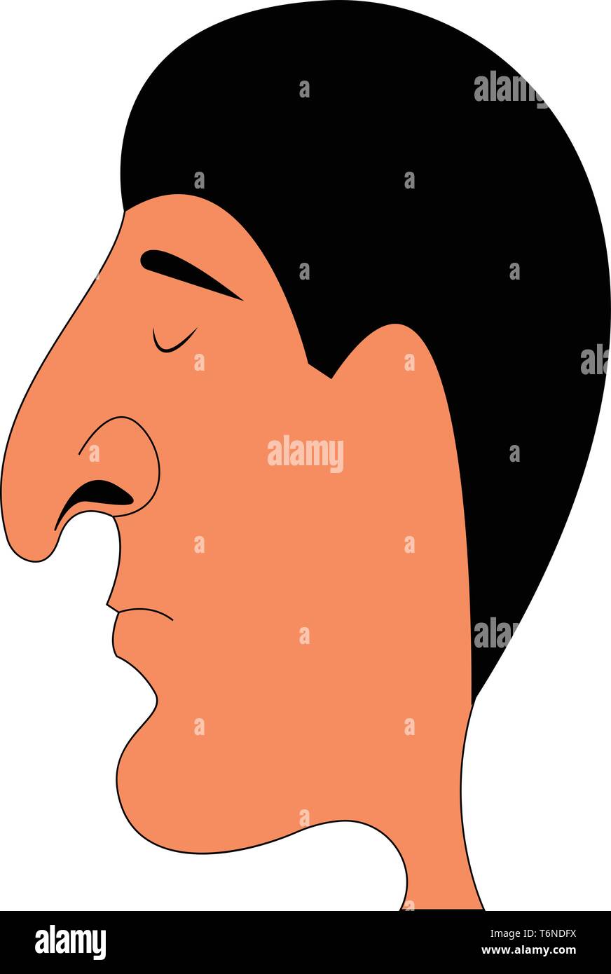 Clipart of a man with a very long and curved nose set on isolated white background viewed from the side  vector  color drawing or illustration Stock Vector