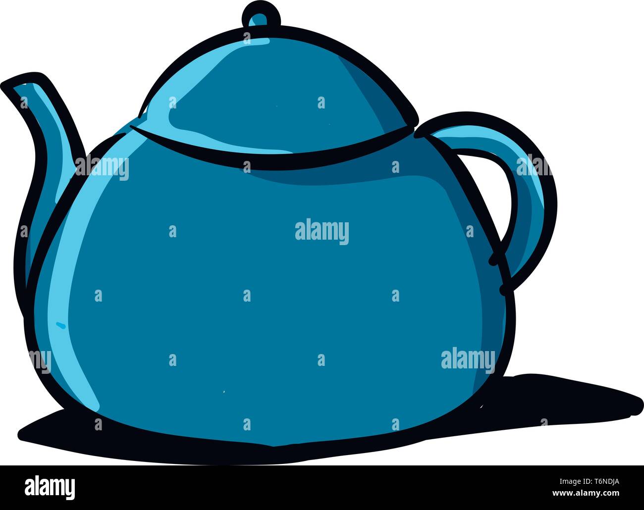 Clipart of a bluecolored kettle equipped with a lid a spout a handle