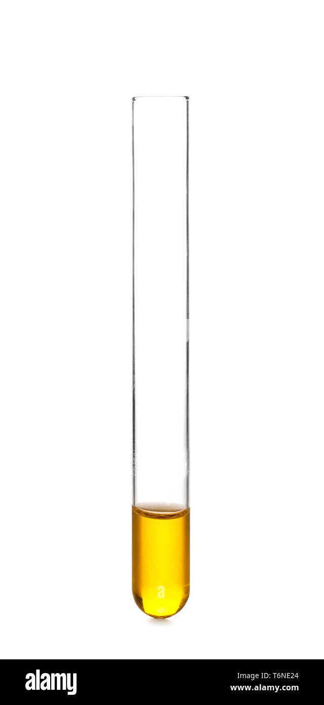 Test tube with color sample on white background Stock Photo - Alamy