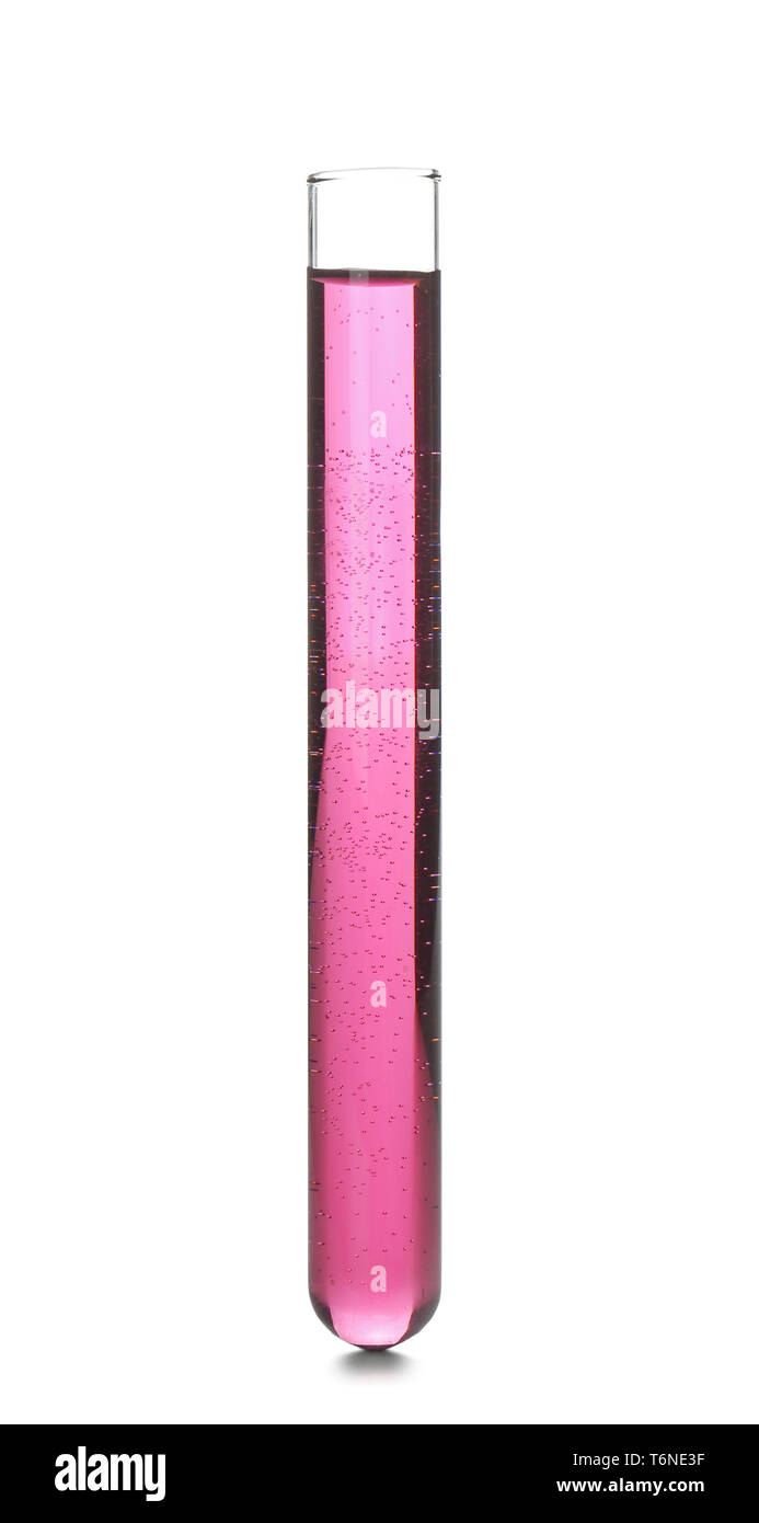 Test tube with color sample on white background Stock Photo - Alamy