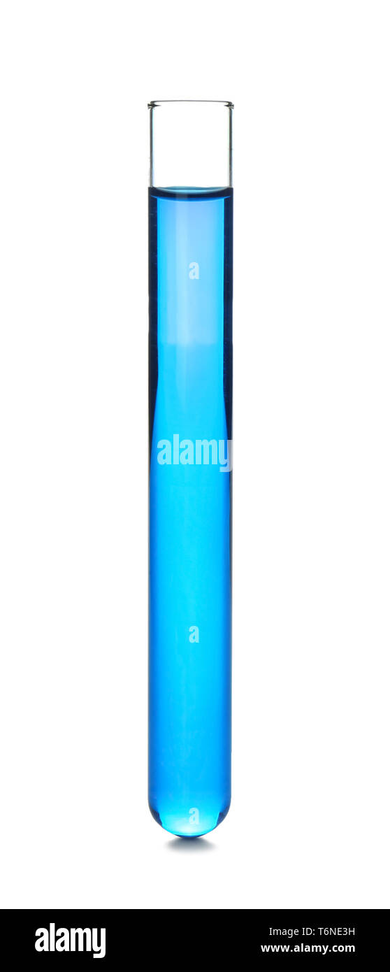 Test tube with color sample on white background Stock Photo - Alamy