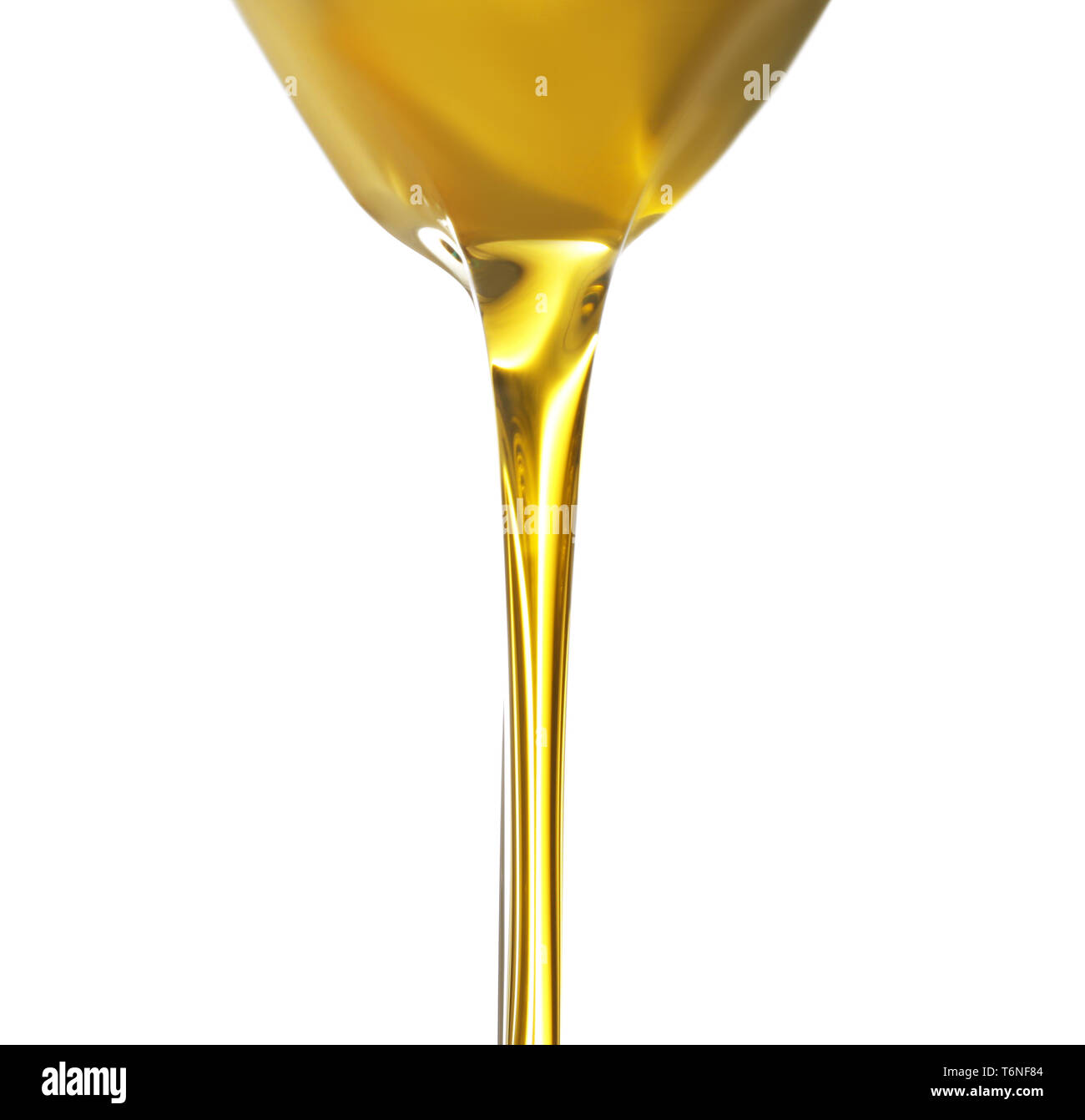 Pouring fresh olive oil on white background Stock Photo