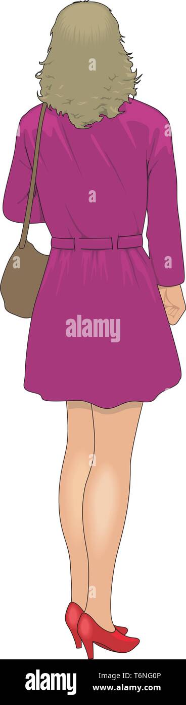 Rear view girl standing Stock Vector Images - Alamy