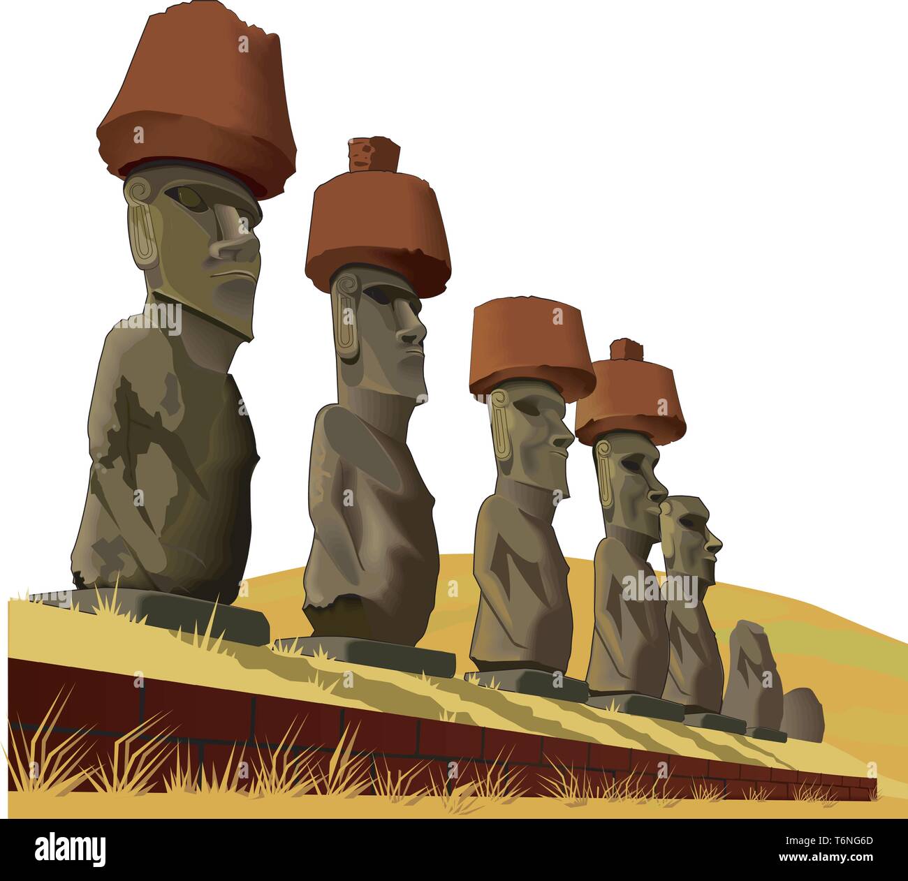 Illustration of Moai in Easter Island Graphic by rkawashima33