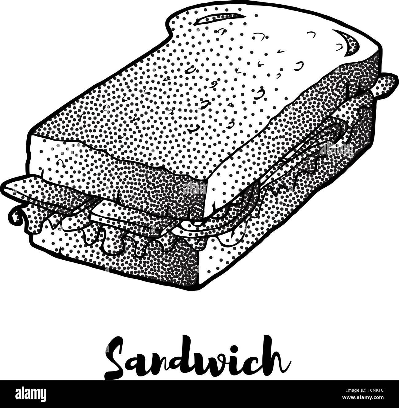 Sandwich hand drawing. Great for restaurant menu or banner Stock Vector
