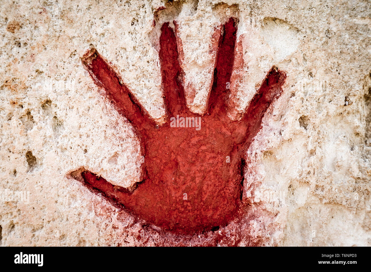 Red hand on stone - graphic gothic element Stock Photo - Alamy