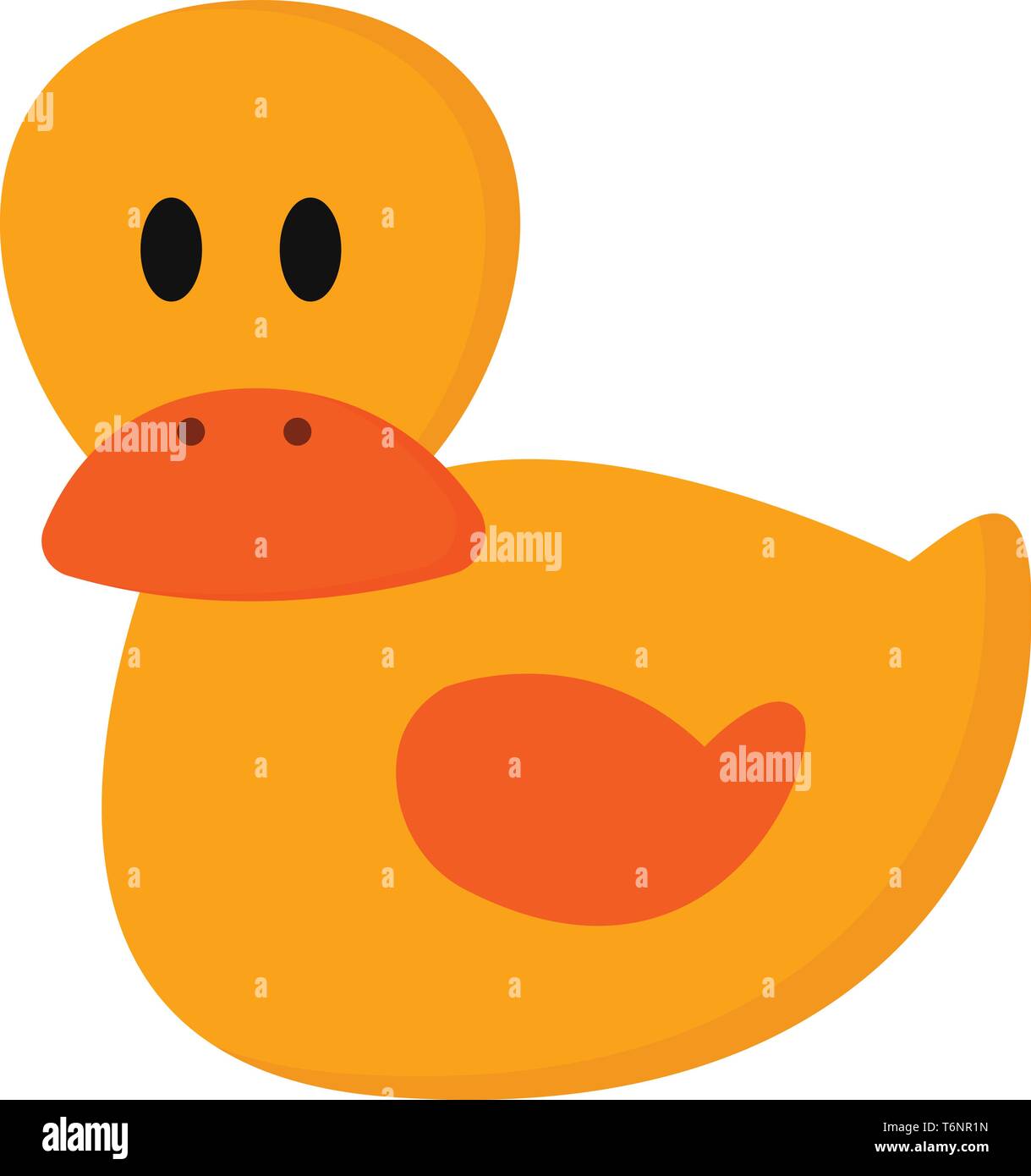 Drawing of a cute little yellow duck with orange beak and wings