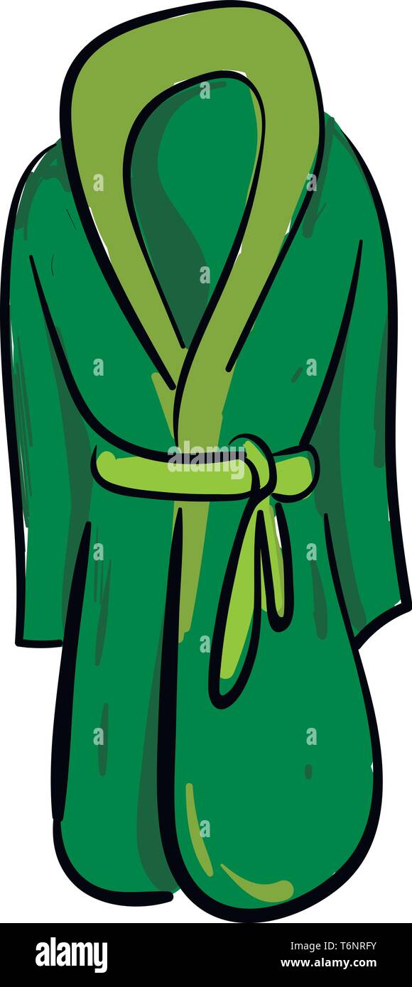Clipart of a showcase green-colored bathrobe with the belt loop at ...