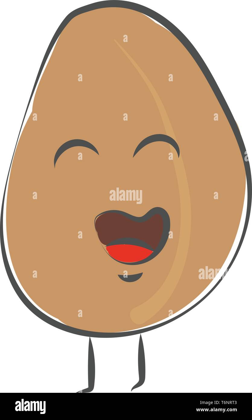Emoji funny egg in brown color with an ovalshaped body sticklike feet
