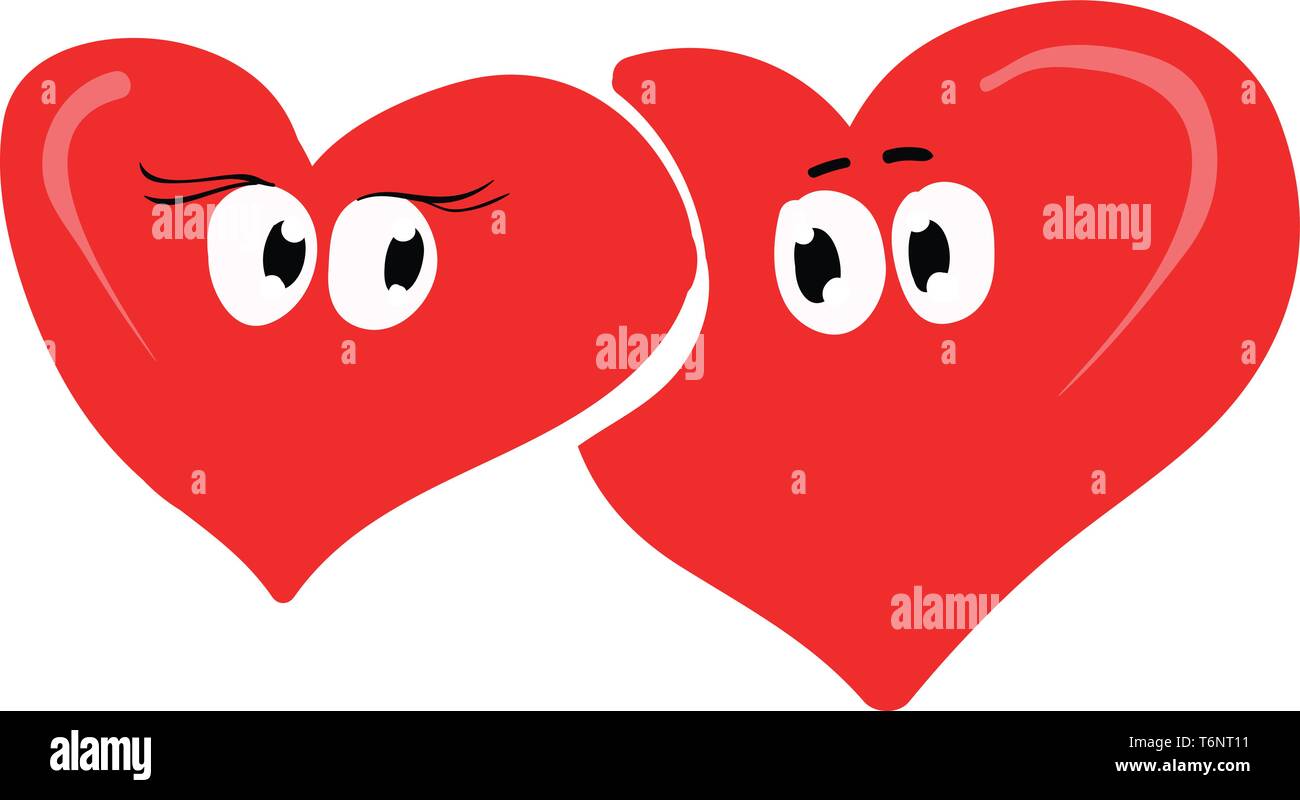 Clipart Of Two Red Hearts Lying One Above The Other Are In Love As Their Eyes Rolled Down Vector Color Drawing Or Illustration Stock Vector Image Art Alamy