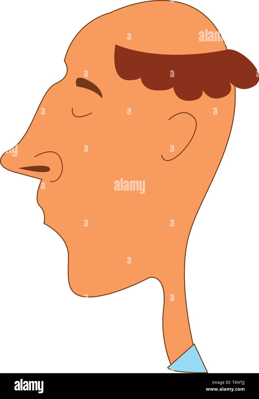 Portrait of a funny-looking man with hair covering only the side of his  head with his eyes closed expresses sadness vector color drawing or illustr  Stock Vector Image & Art - Alamy