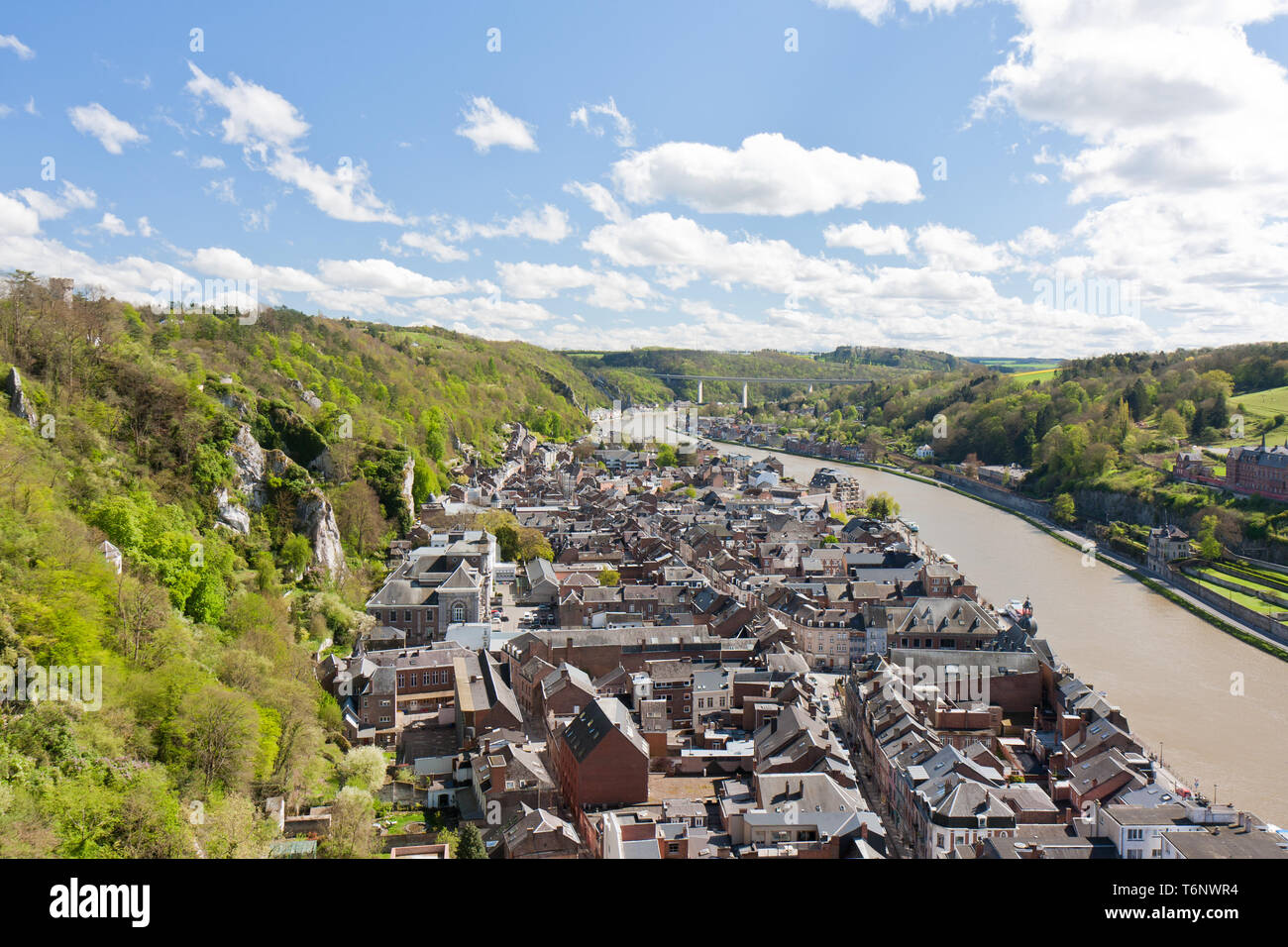 Cityscape of Dinant at the river Meuse, Belgium Stock Photo
