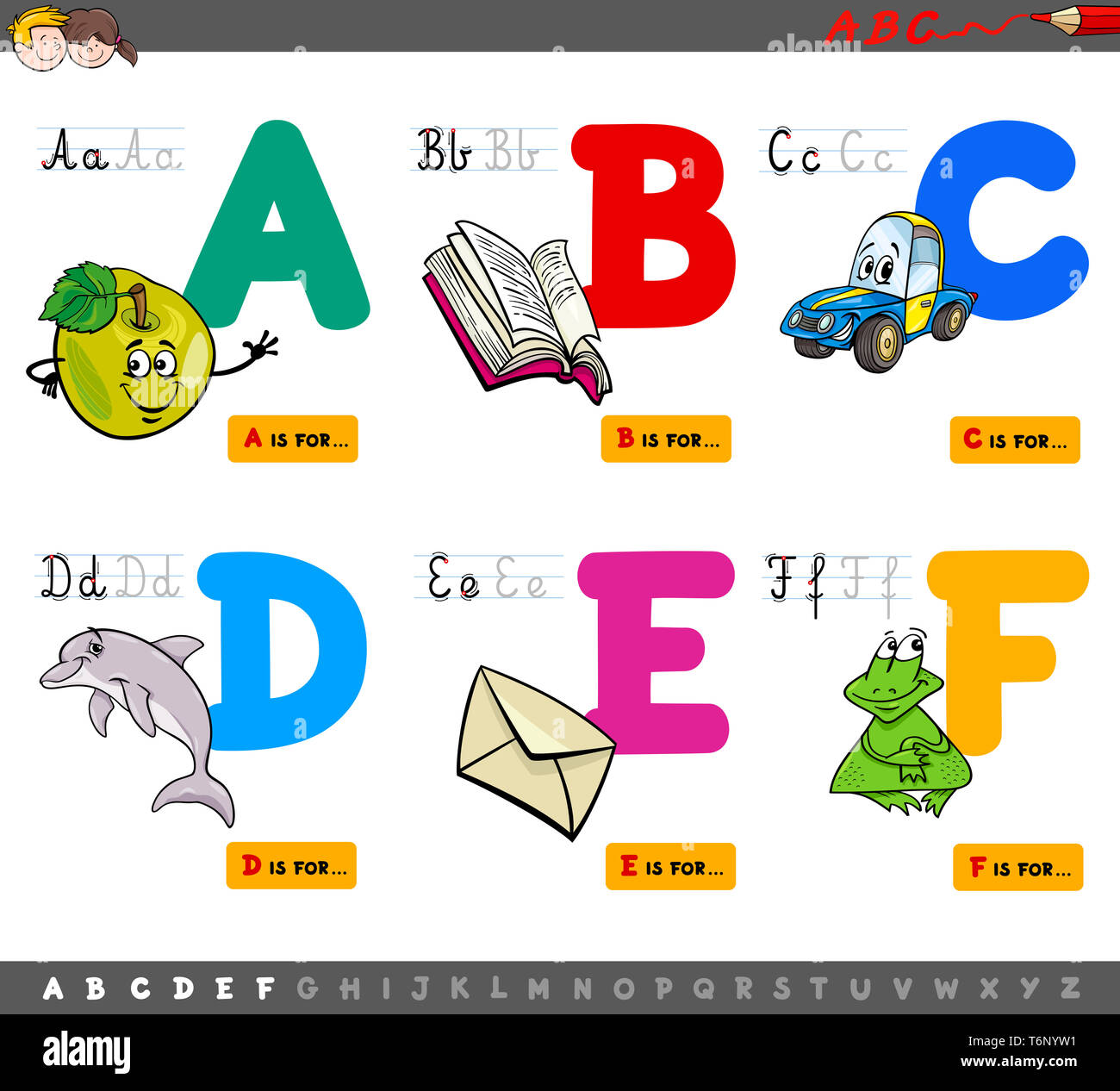 Educational Cartoon Alphabet Letters Stock Photo Alamy