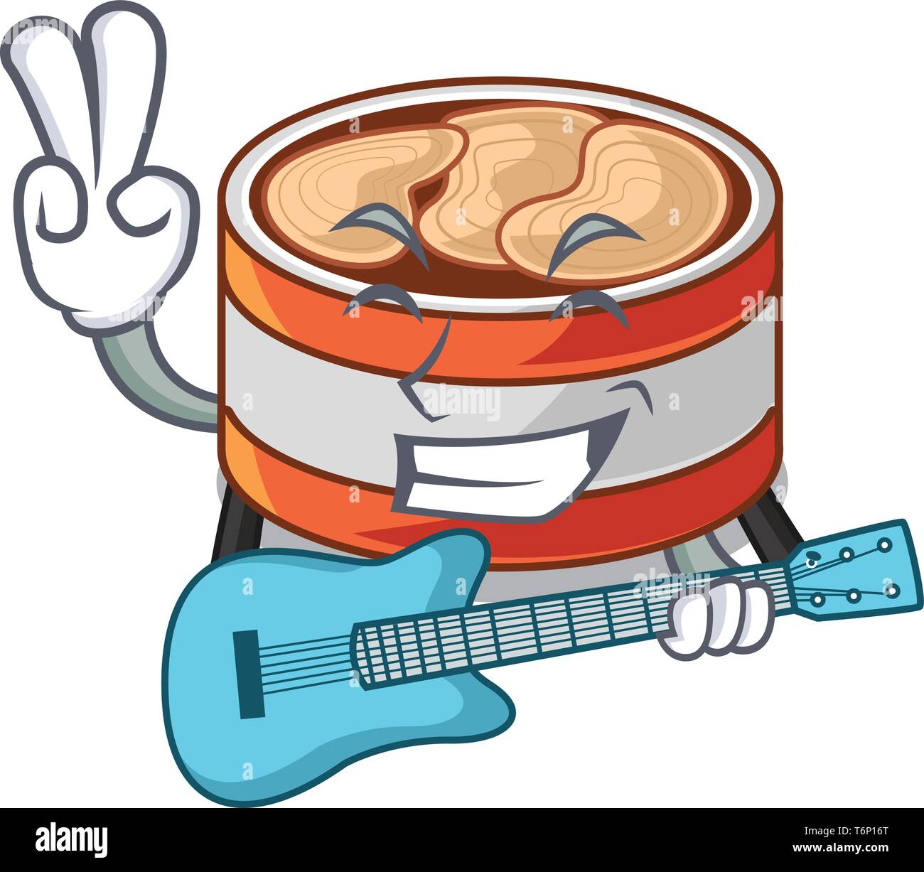 Excretar pedal bolsillo With guitar canned tuna in the cartoon shape Stock Vector Image & Art -  Alamy