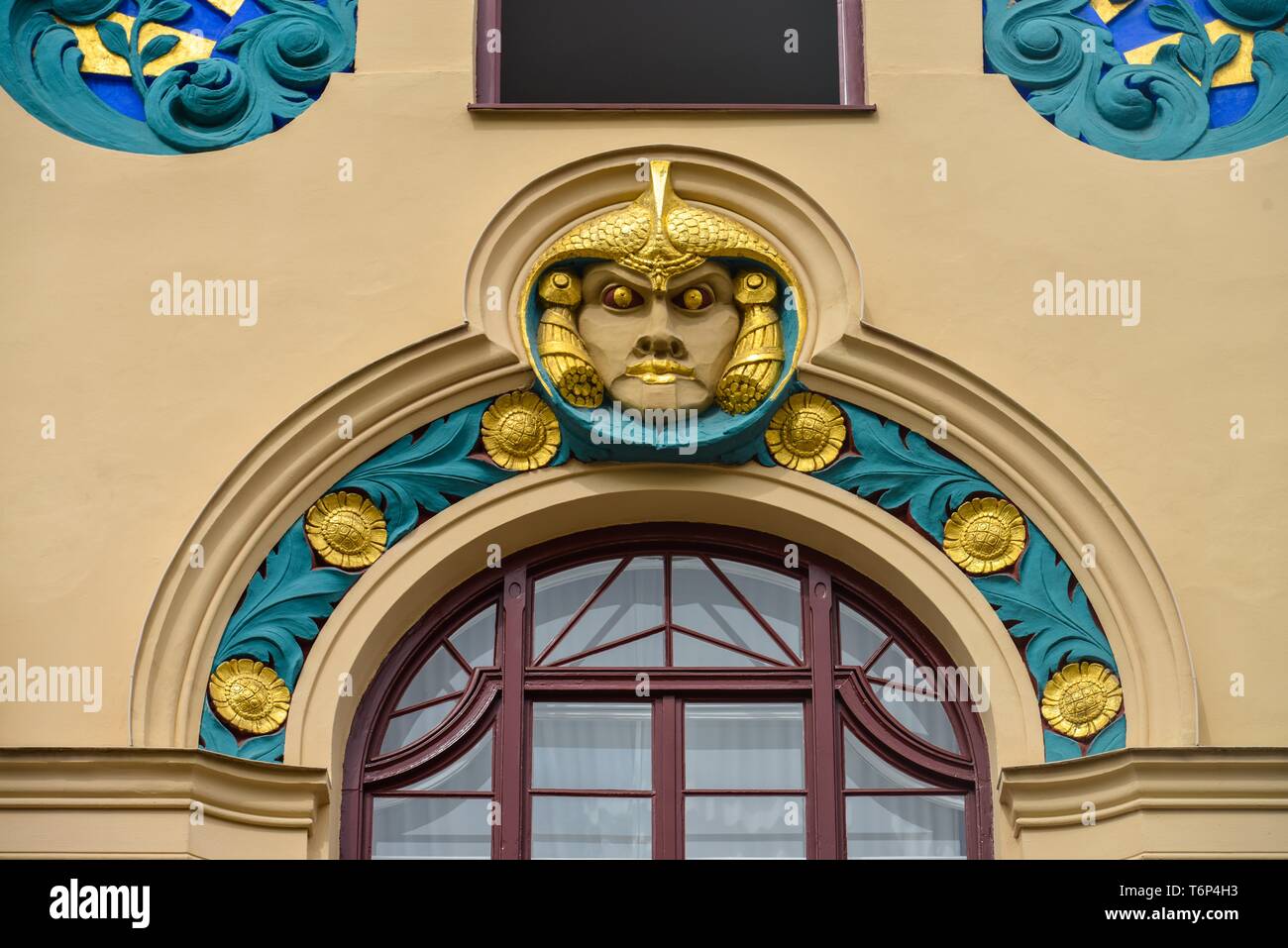 Art Nouveau facade, old building, residential building, Schwabing, Munich, Bavaria, Germany Stock Photo