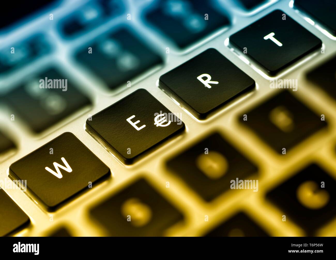 Symbol picture online shopping, lettering WERT with Euro sign on computer keyboard, Baden-Wurttemberg, Germany Stock Photo