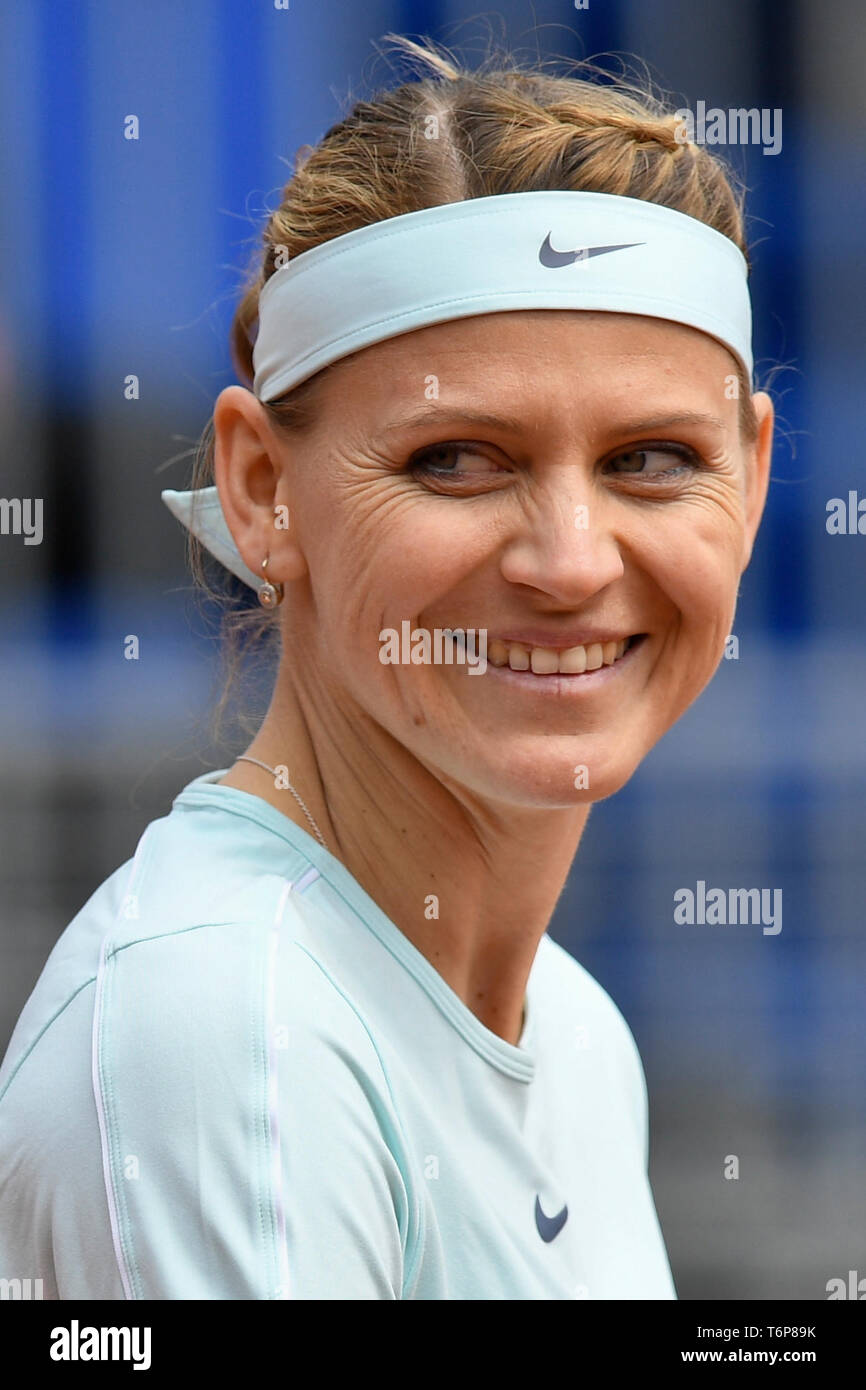 Prague, Czech Republic. 01st May, 2019. Doubles match Lucie Safarova,  pictured, and Barbora Stefkova (both Czech) against Yana Sizikova (Russia)  and Makoto Ninomiya (Japan) during the J&T Banka Prague Open, on May