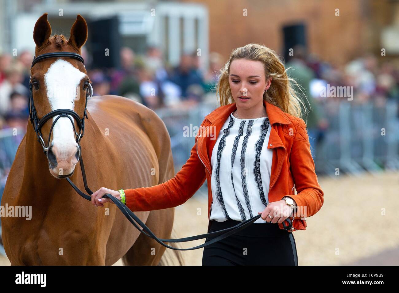 Badminton, Gloucestershire, UK. 02nd May, 2019. Emily King. GBR. Dargun. Trot Up. Mitsubishi Motors Badminton Horse Trials. Rolex Grand Slam Event. Horse Trials. Eventing. Badminton. Gloucestershire. United Kingdom. GBR. {01}/{05}/{2019}. Credit: Sport In Pictures/Alamy Live News Stock Photo