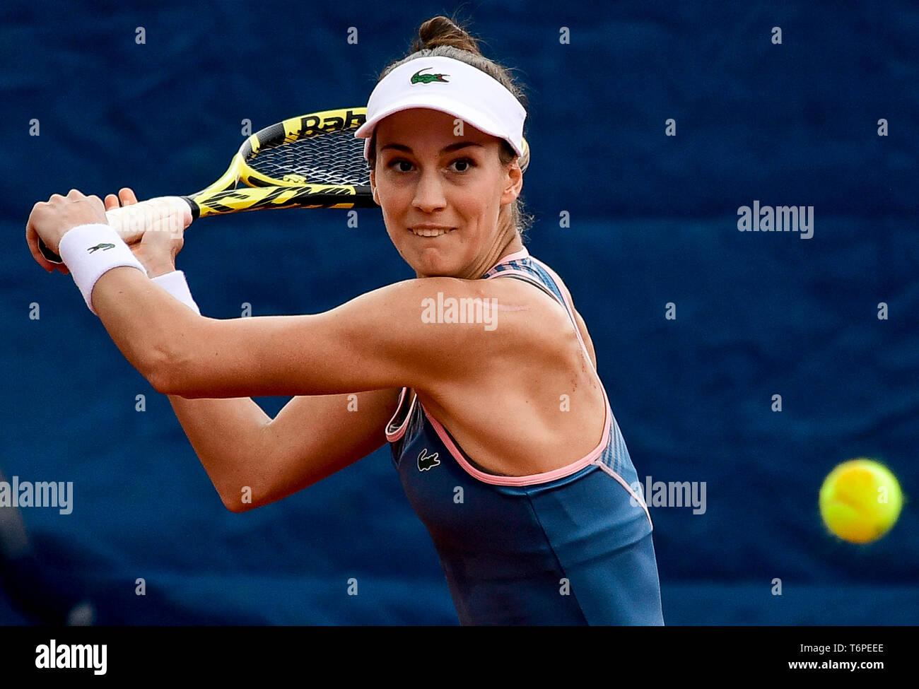 Prague, Czech Republic. 02nd May, 2019. Tennis player Bernada Pera of USA in action during the match against Wang Qiang of China in Prague Open women's tennis tournament, Czech Republic, May 2, 2019. Credit: Roman Vondrous/CTK Photo/Alamy Live News Stock Photo