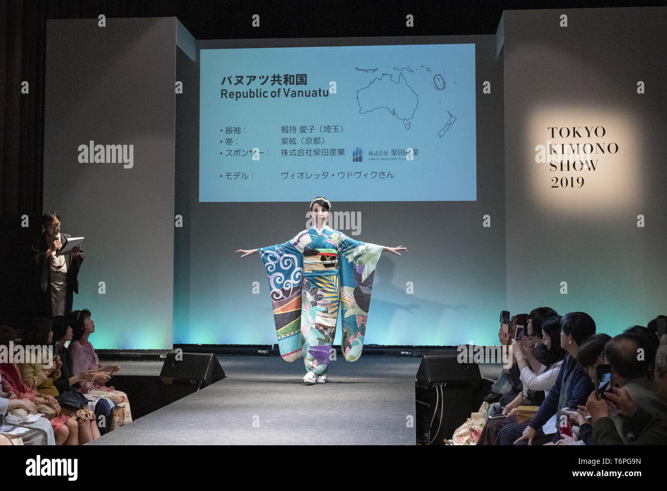 Tokyo, Japan. 2nd May, 2019. A model dressed up a Japanese kimono