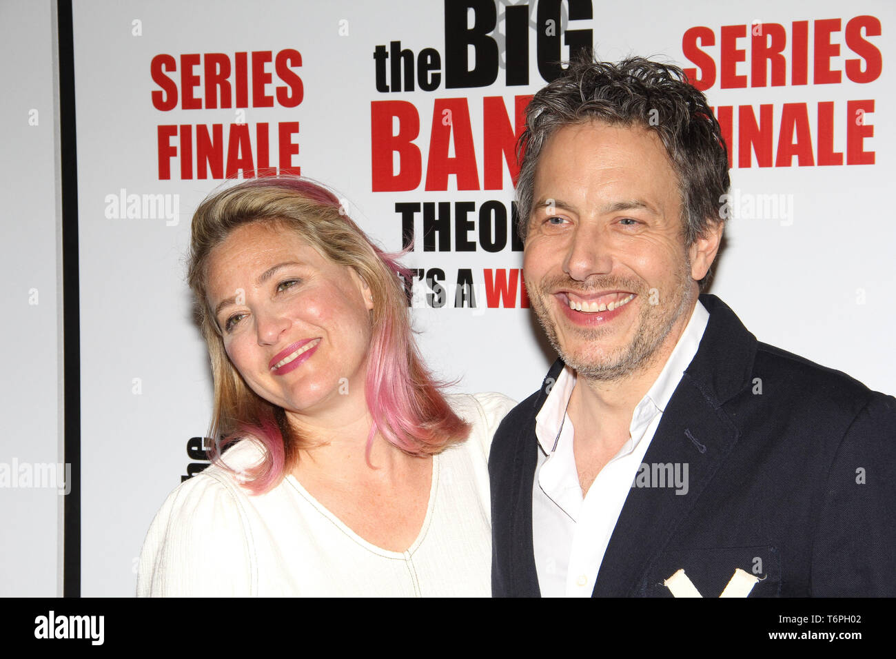 Pasadena, USA. 01st May, 2019. John Ross Bowie (r) and wife Jamie Denbo at  the Series Finale Party For CBS\