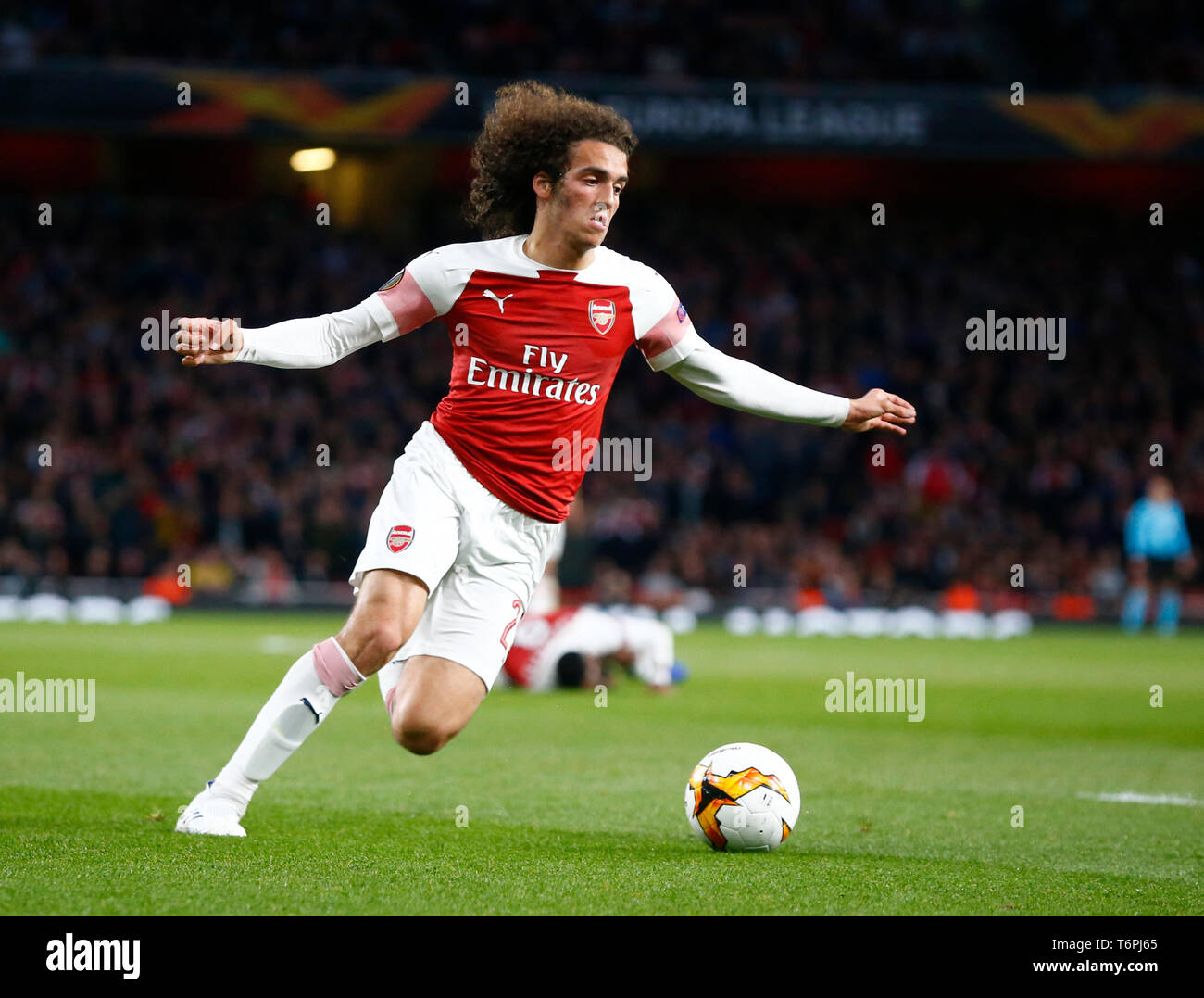 London, United Kingdom. 02 May, 2019 Matteo Guendouzi of Arsenal during UEFA Europa League Semi- Final 1st Leg  between Arsenal and Valencia at Emirates stadium , London, United Kingdom on 02nd May 2019.  Credit Action Foto Sport Stock Photo