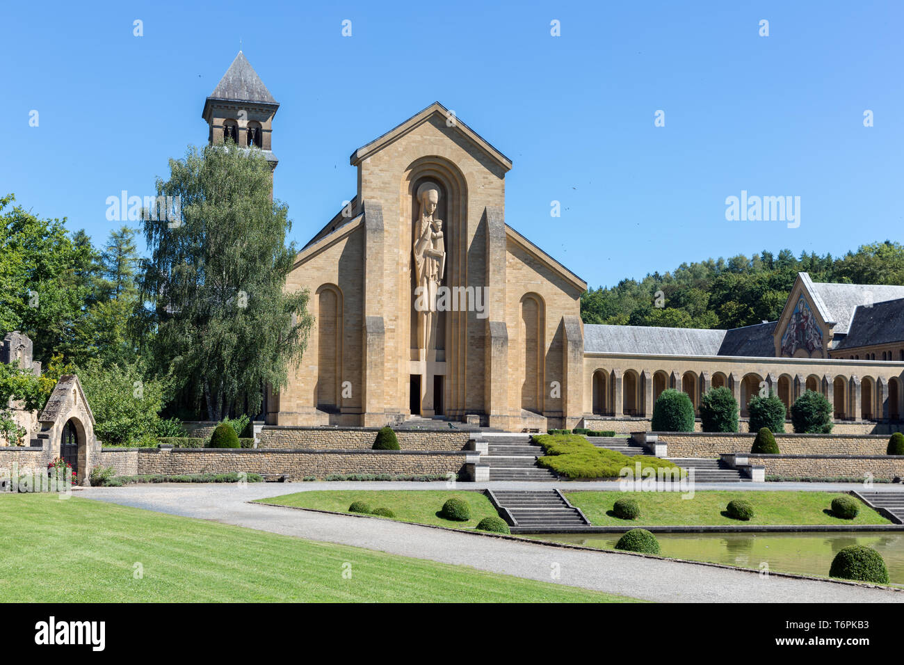 Courtyard Orval Abbey in Belgian Ardennes Stock Photo