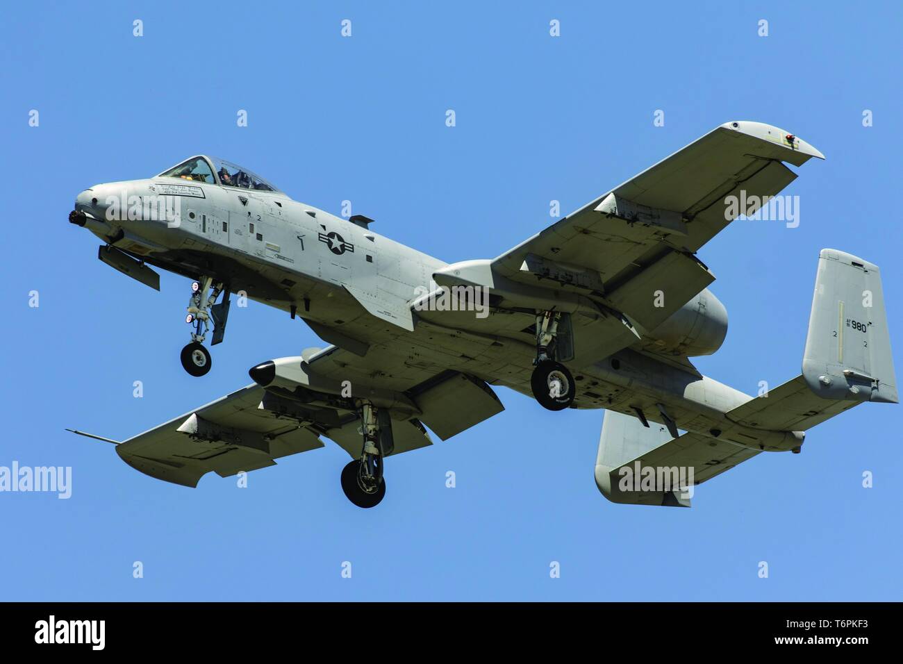 The A-10C Thunderbolt II Demonstration team performs at the Wings Over South Texas Airshow at Naval Air Station Corpus Christi, Texas, April 13-14, 2019. (U.S. Navy Photo by Joseph Kumzak) Stock Photo