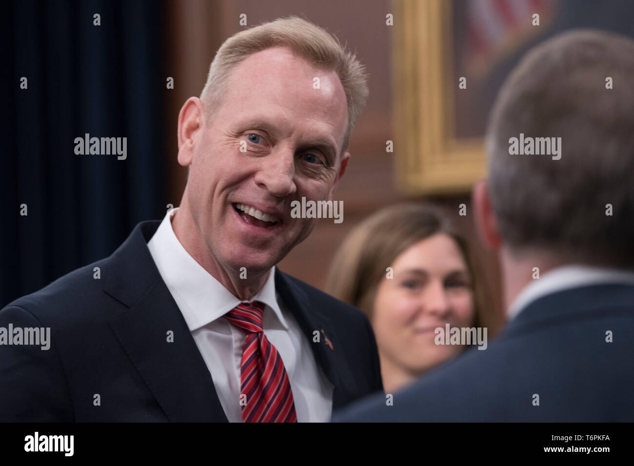 U.S. Acting Secretary of Defense Patrick M. Shanahan is seen before the start a budget hearing with the House Appropriations Defense Subcommittee, Washington, D.C., May 1, 2019. (DoD photo by Lisa Ferdinando) Stock Photo