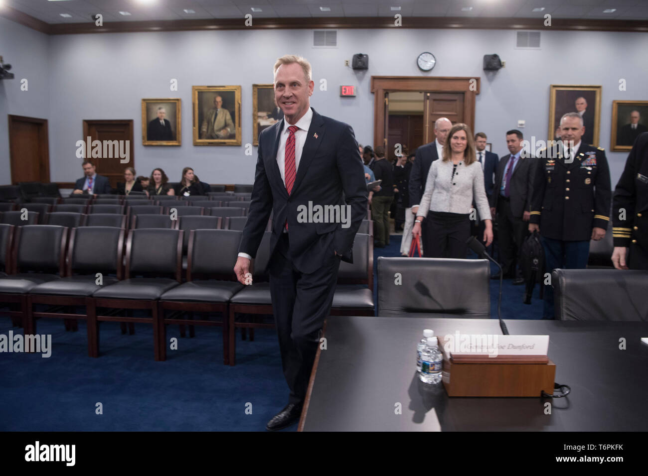 U.S. Acting Secretary of Defense Patrick M. Shanahan is seen before a budget hearing with the House Appropriations Defense Subcommittee, Washington, D.C., May 1, 2019. (DoD photo by Lisa Ferdinando) Stock Photo